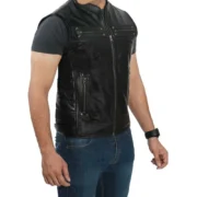 Black Leather Motorcycle Vest