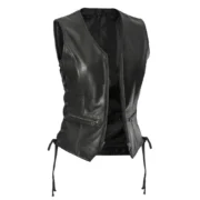 Black Motorcycle Leather Vest