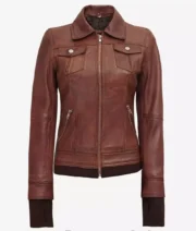Wax Leather Bomber Jacket