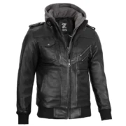 Black Bomber Leather Jacket