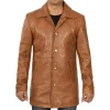 7 Exceptional Tall Real Leather Camel Tall Brown Car Coat For Men min - Tall Men’s Real Leather Camel Brown Car Coat - 100% Lambskin