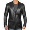 Black Leather Blazer Jacket