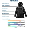 8 Ella Womens Black Puffer Coat Faux Fur Trim Hood 1 - Black Puffer Coat with Faux Fur Trim Hood Women