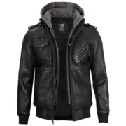 Black Bomber Leather Jacket