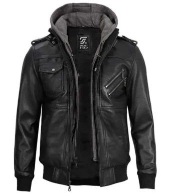 Black Bomber Leather Jacket