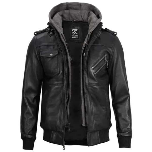 Black Bomber Leather Jacket
