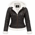 Fur-Lined Leather Aviator Jacket