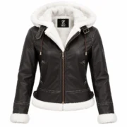 Fur-Lined Leather Aviator Jacket