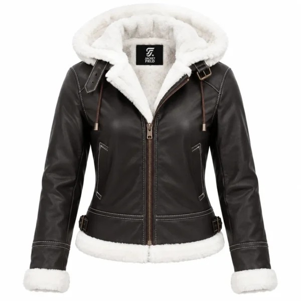 Fur-Lined Leather Aviator Jacket