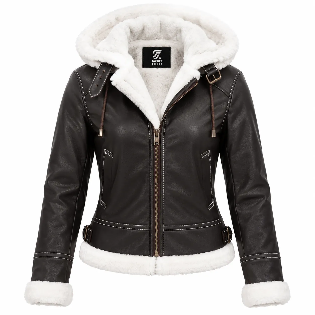 Fur-Lined Leather Aviator Jacket