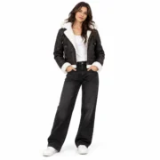 Fur-Lined Leather Aviator Jacket