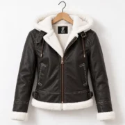 Fur-Lined Leather Aviator Jacket