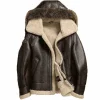 Brown Leather Winter Jacket