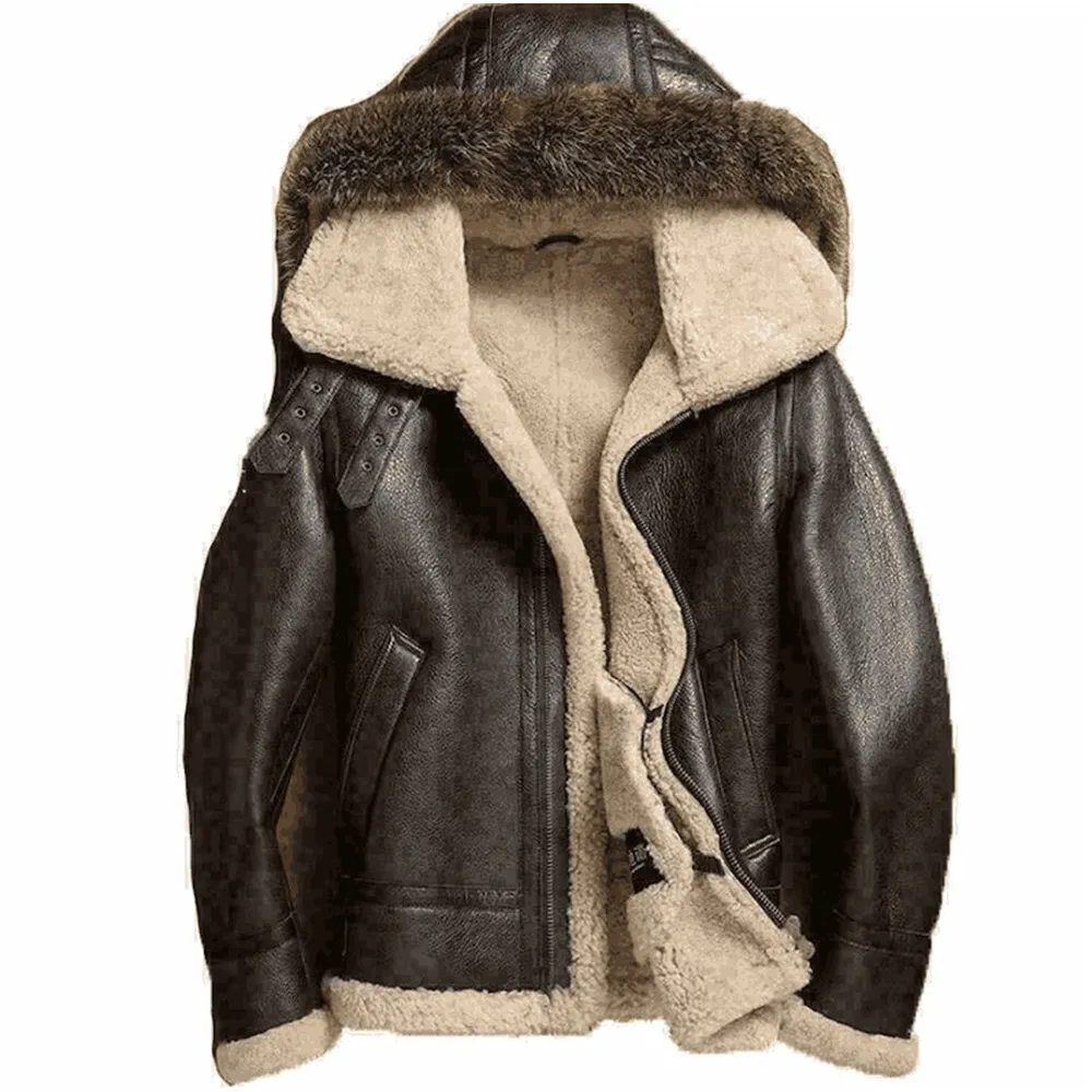 Brown Leather Winter Jacket