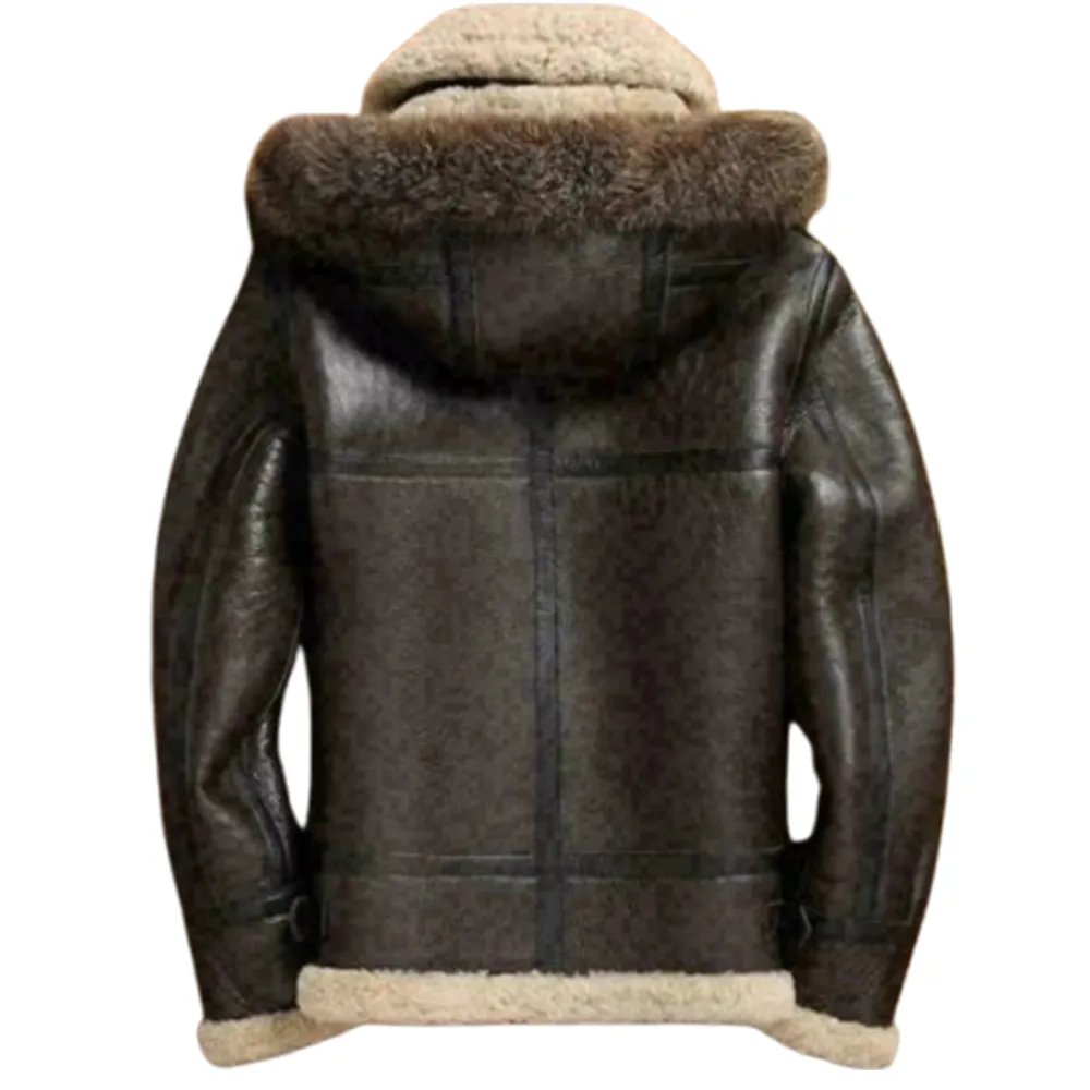 Brown Leather Winter Jacket