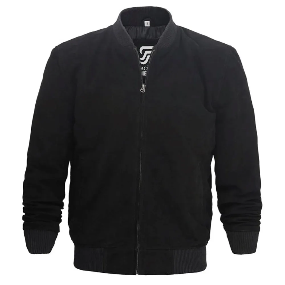 Suede Leather Bomber Jacket