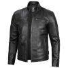 Mens Classic Black Lambskin Leather Motorcycle Jacket by Jacket Field