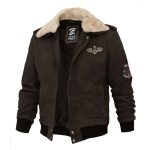 Men’s Shearling Jacket Brown Bomber Jacket By Jacket Field