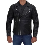 Mens Black Cowhide Leather Motorcycle Jacket by Jacket Field