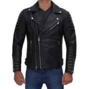 Mens Black Cowhide Leather Motorcycle Jacket by Jacket Field