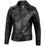 Mens Black Real Lambskin Leather Motorcycle Jacket by Jacket Field