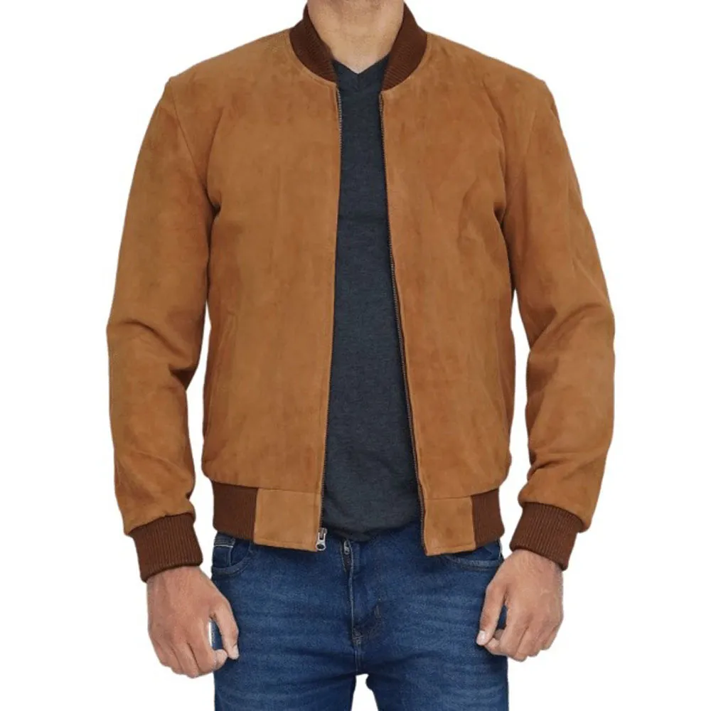 Suede Leather Bomber Jacket