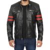 Mens Black Real Lambskin Leather Motorcycle Jacket by Jacket Field