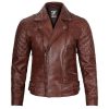 Mens Dark Brown Lambskin Leather Motorcycle Jacket by Jacket Field