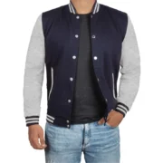 Blue Varsity Bomber Jacket