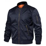 Windproof Navy Blue Bomber Jacket