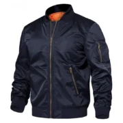 Windproof Navy Blue Bomber Jacket