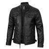 Mens Black Lambskin Cafe Racer Leather Motorcycle Jacket By Jacket Field