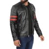 Mens Black Real Lambskin Leather Motorcycle Jacket by Jacket Field