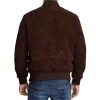 Give yourself a New Look with a Dark Brown Suede Leather Bomber Jacket For Men