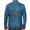Mens Blue Lambskin Leather Motorcycle Jacket by Jacket Field