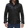 Mens Black Lambskin Leather Motorcycle Jacket by Jacket Field
