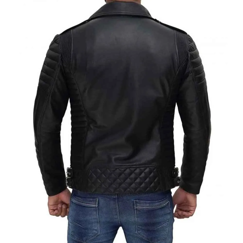 Mens Black Cowhide Leather Motorcycle Jacket by Jacket Field