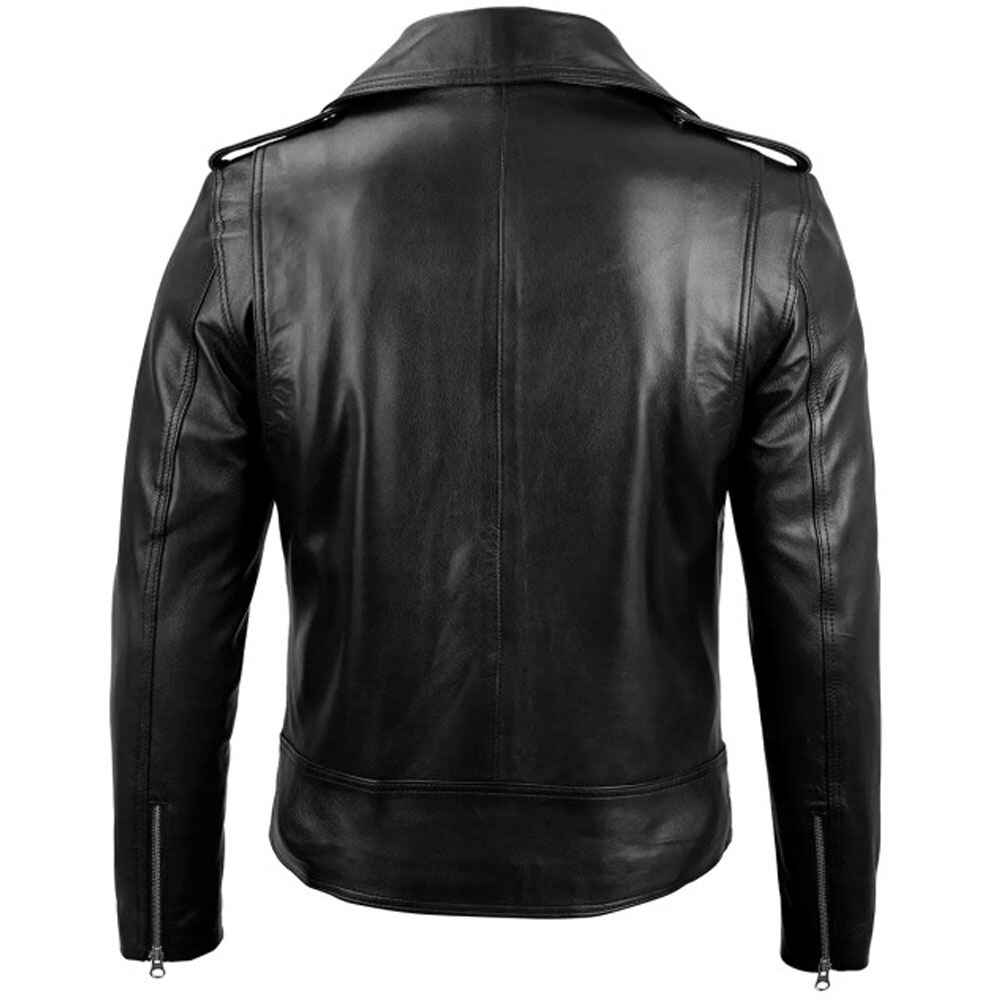 Mens Black Real Lambskin Leather Motorcycle Jacket by Jacket Field
