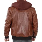 Brown Leather Bomber Jacket