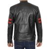 Mens Black Real Lambskin Leather Motorcycle Jacket by Jacket Field