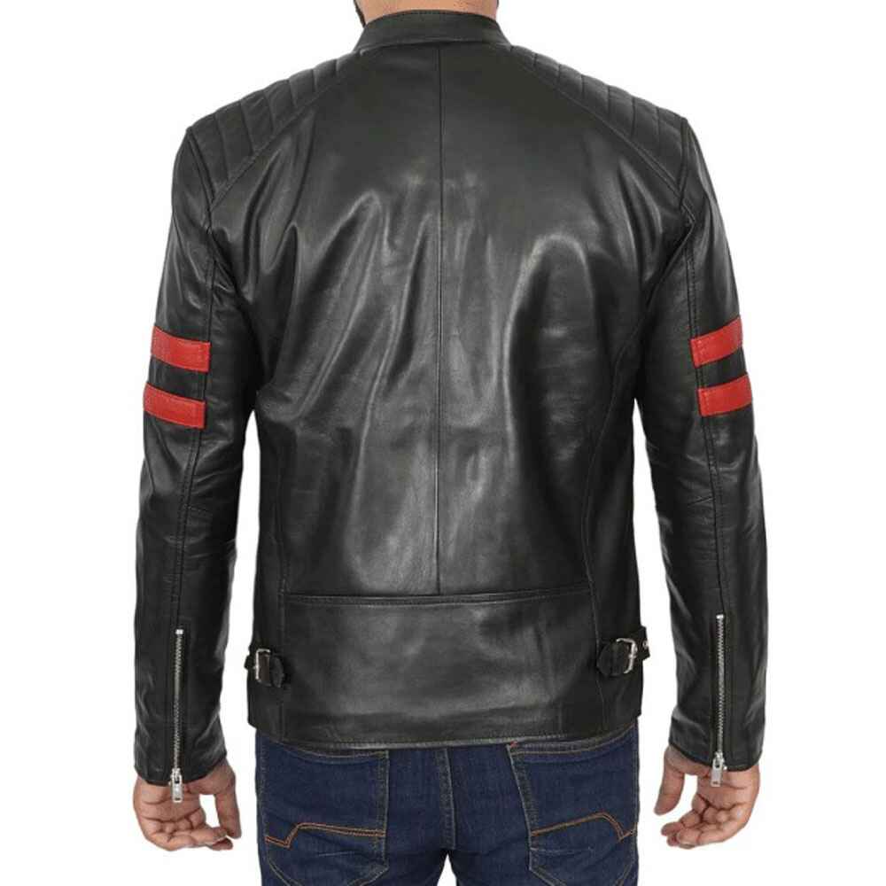 Mens Black Real Lambskin Leather Motorcycle Jacket by Jacket Field