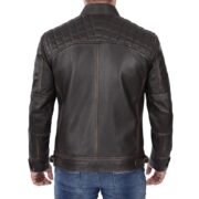 Mens Distressed Brown Lambskin Leather Motorcycle Jacket By Jacket Field