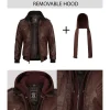 Brown Leather Bomber Jacket