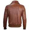 Brown Leather Bomber Jacket