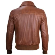 Brown Leather Bomber Jacket