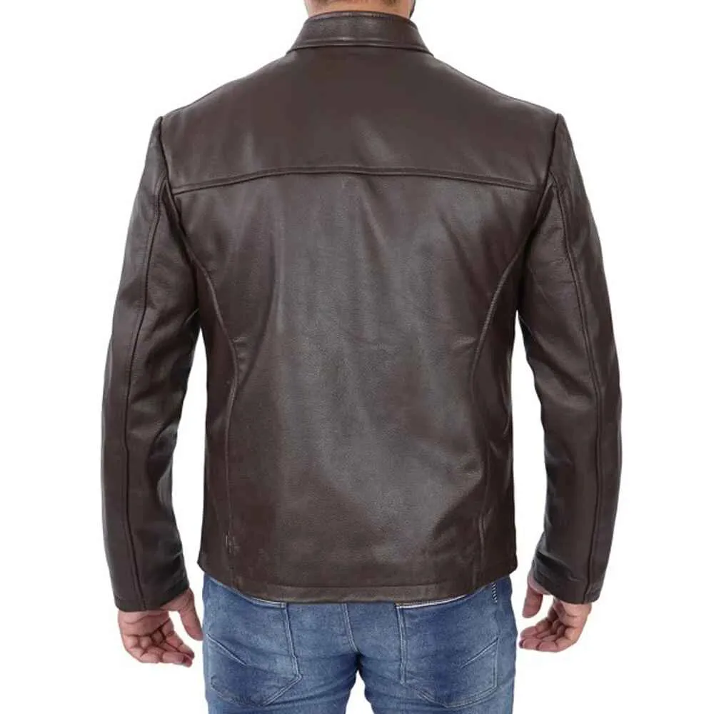 Mens Black Lambskin Leather Motorcycle Jacket by Jacket Field