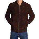 Give yourself a New Look with a Dark Brown Suede Leather Bomber Jacket For Men