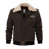 Men’s Shearling Jacket Brown Bomber Jacket By Jacket Field