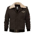 Men’s Shearling Jacket Brown Bomber Jacket By Jacket Field