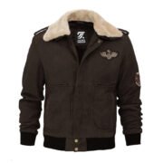 Men’s Shearling Jacket Brown Bomber Jacket By Jacket Field